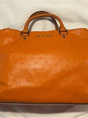 Michael Kors Orange Ostrich Leather Satchel